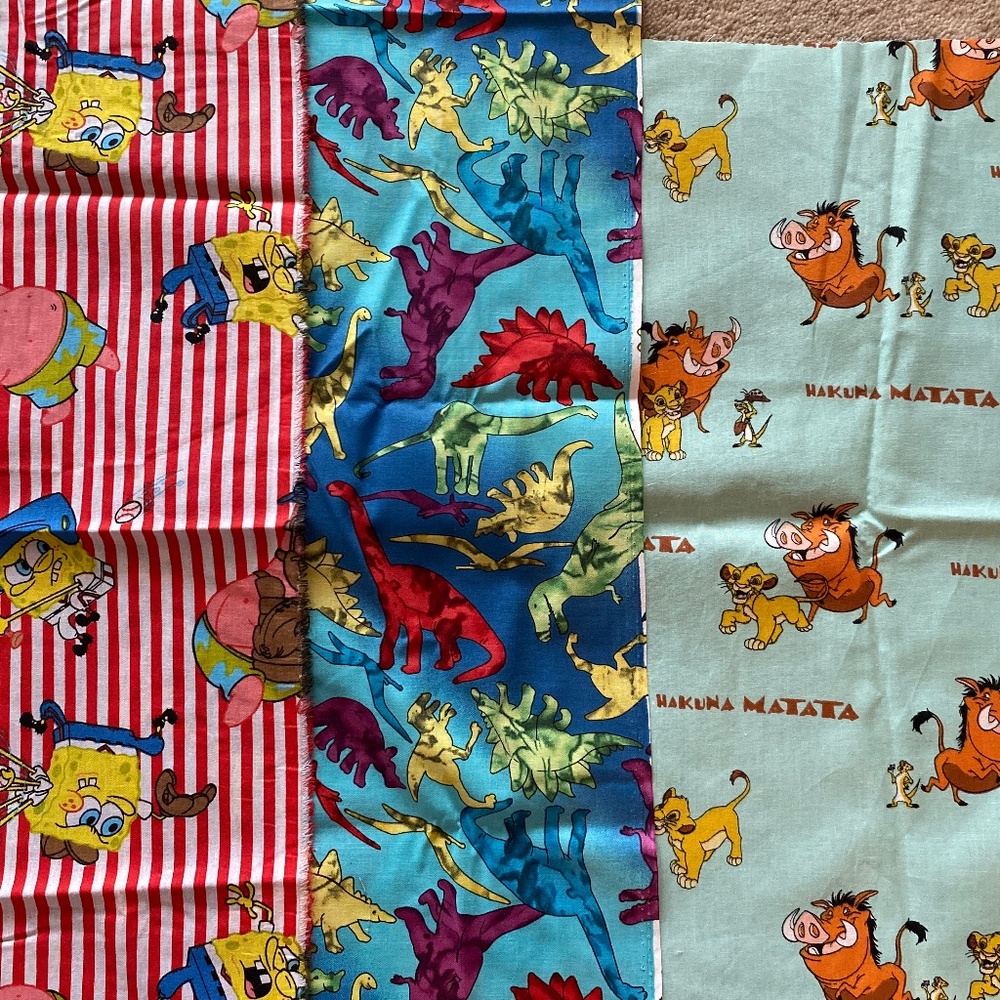 Sponge Bob, Lion King & Dinosaur fabric bundle